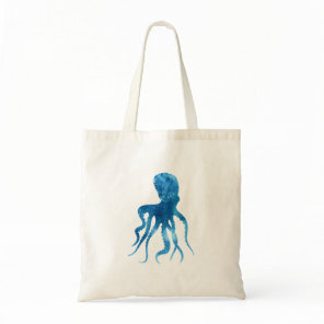 Watercolor octopus silhouette tote bag