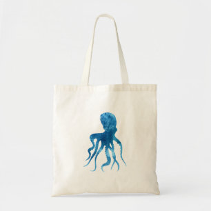 Watercolor octopus silhouette tote bag
