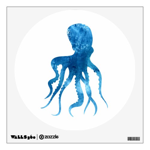 Watercolor octopus silhouette wall decal