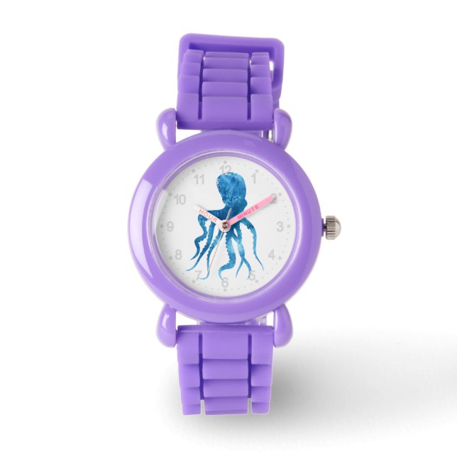 Watercolor octopus silhouette watch (Front)