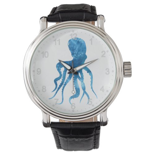 Watercolor octopus silhouette watch