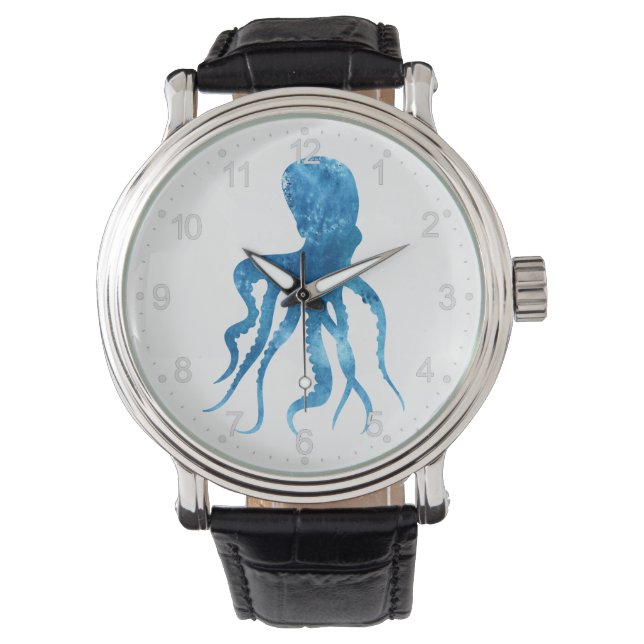 Watercolor octopus silhouette watch (Front)