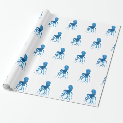 Watercolor octopus silhouette wrapping paper