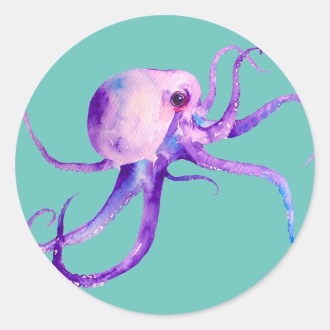 Watercolor Octopus Sticker (Front)