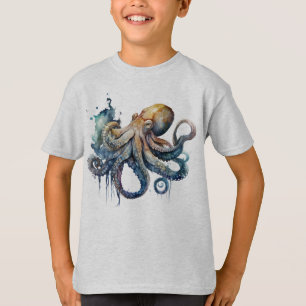  Watercolor Octopus  T-Shirt