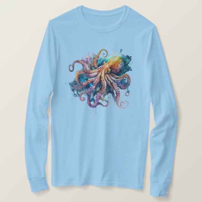 Watercolor Octopus  T-Shirt (Design Front)