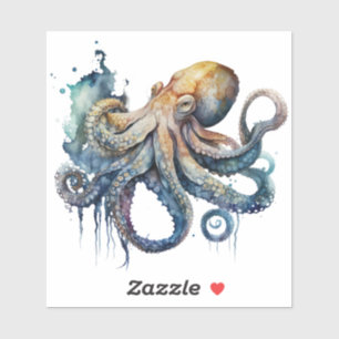 Watercolor Octopus Vinyl Sticker