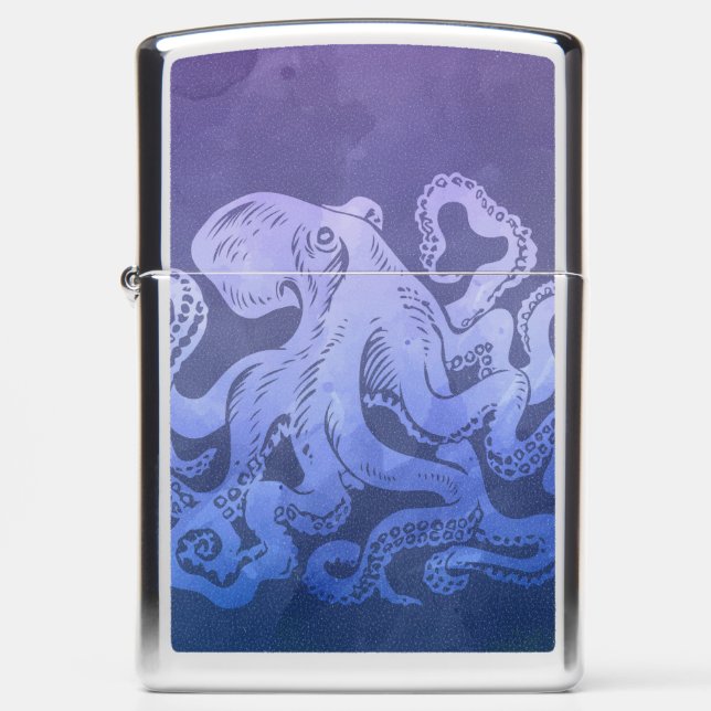 Watercolor Octopus Zippo Lighter (Front)