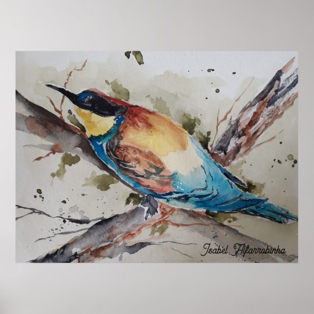   watercolor of a colorful beekeeper poster (Front)