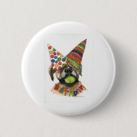 watercolor of Boxer party hats, tennis ball Button
