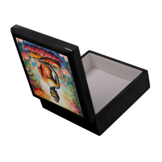 watercolor of buddah meditating in a garden full o gift box