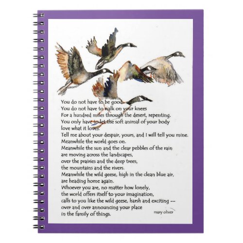 watercolor of geese with mary olivers poem notebook