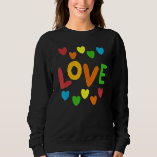 Watercolor of love with colorful mini hearts sweatshirt