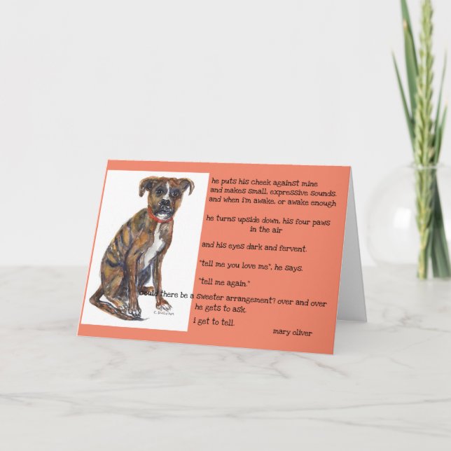 watercolor of rescue Izzy & Mary Oliver love poem Card (Front)