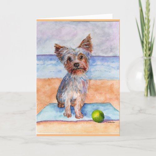 Watercolor of sweet Yorkie Bentley Austin Meyer Thank You Card