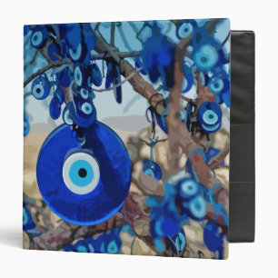 Watercolor of Tree Decorated with Nazars 3 Ring Binder