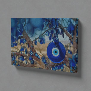 Watercolor of Tree Decorated with Nazars Faux Canvas Print