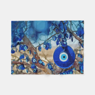 Watercolor of Tree Decorated with Nazars Fleece Blanket