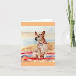 Watercolor of Trixie, the chi, Folded note card