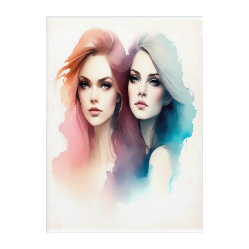 Watercolor Of Two Women Acrylic Print