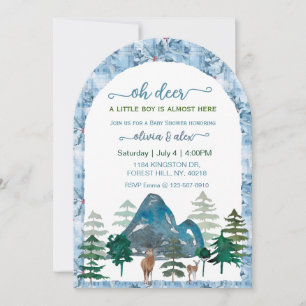 Watercolor oh deer baby boy shower invitations