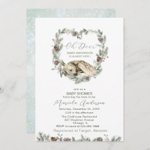 Watercolor Oh Deer Baby Shower Invitation
