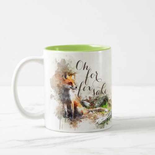 Watercolor Oh for fox sake funny coffee cup 2 Mug