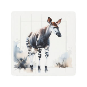 Watercolor Okapi AREF285 - Watercolor Metal Print