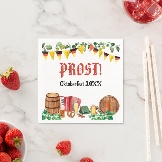 Watercolor Oktoberfest German Party Napkins (Insitu)