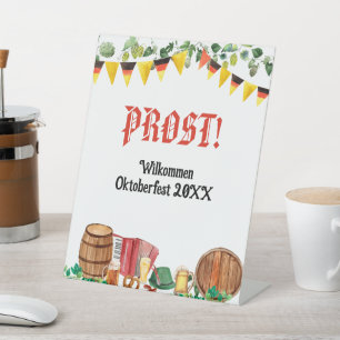 Watercolor Oktoberfest German Party Pedestal Sign