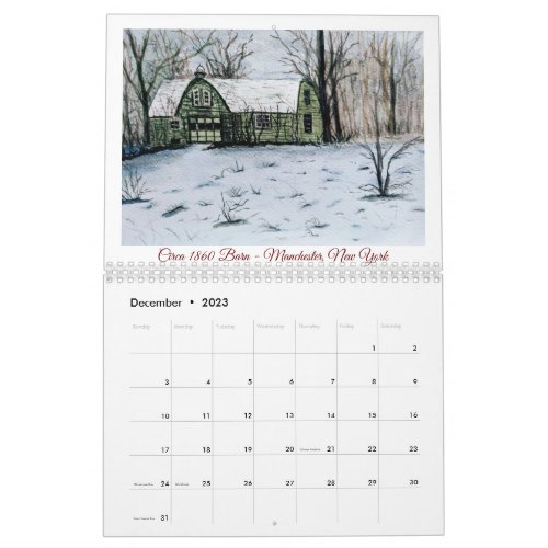 Watercolor Old Barns Calendar