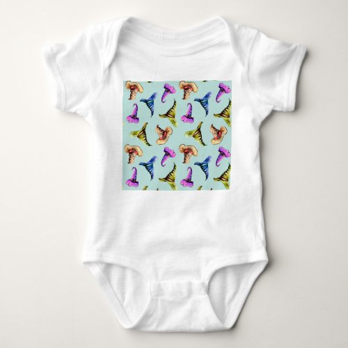 Watercolor old hats blue background baby bodysuit