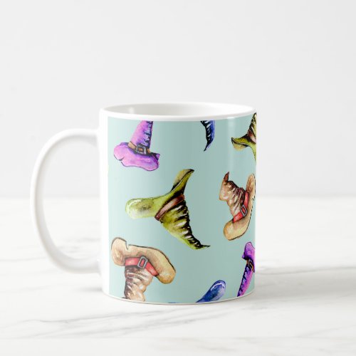 Watercolor old hats blue background coffee mug