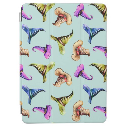 Watercolor old hats blue background iPad air cover