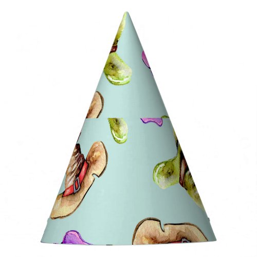 Watercolor old hats blue background party hat