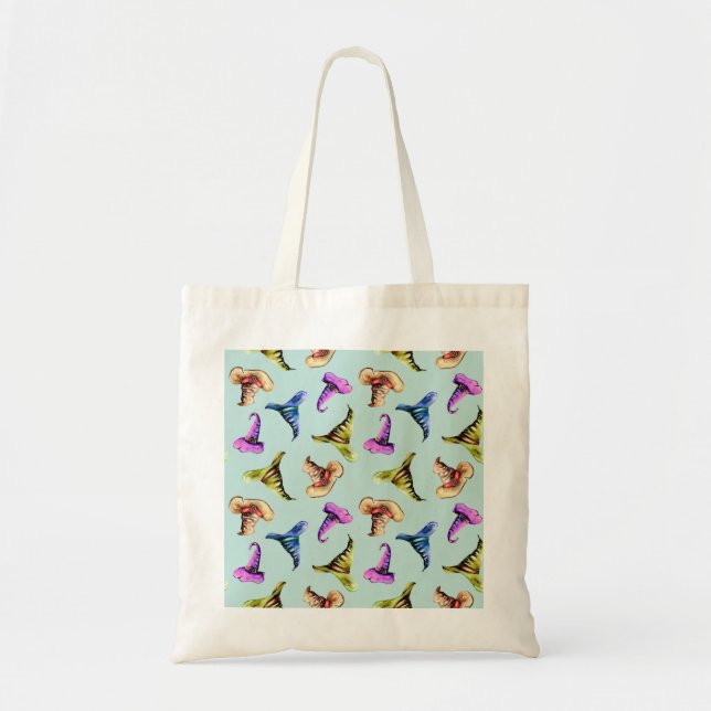 Watercolor old hats: blue background. tote bag (Front)