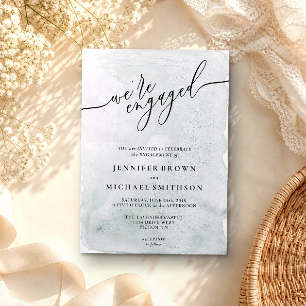 Watercolor Old Paper Signature Engaged Invitation