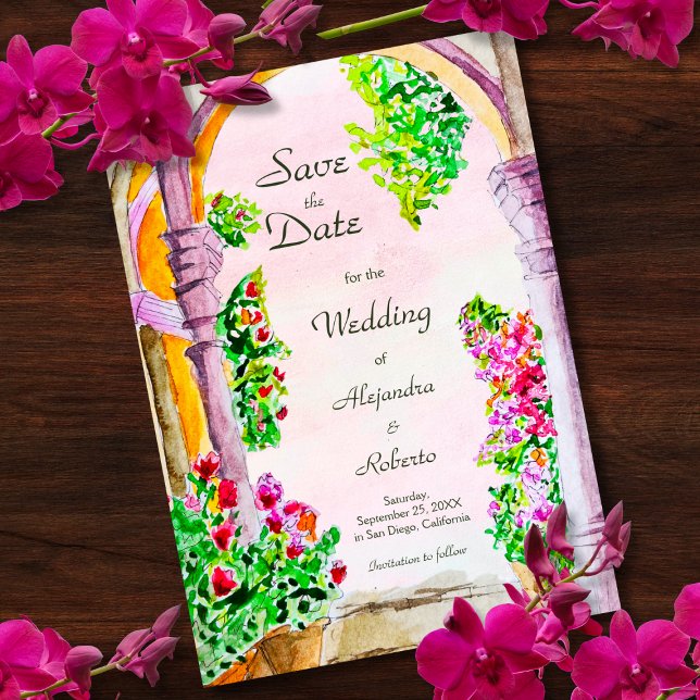 Watercolor Old Town Mexico Wedding Save the Date Invitation (Creator Uploaded)