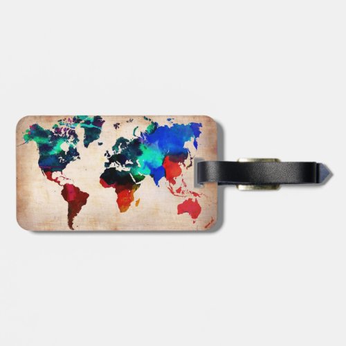 Watercolor old world map cute luggage tag