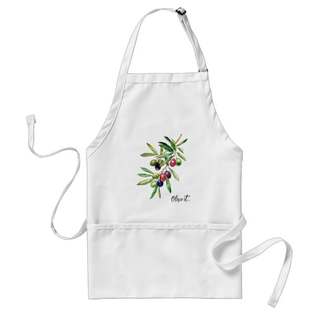 Watercolor Olive Branch Adult Apron (Front)