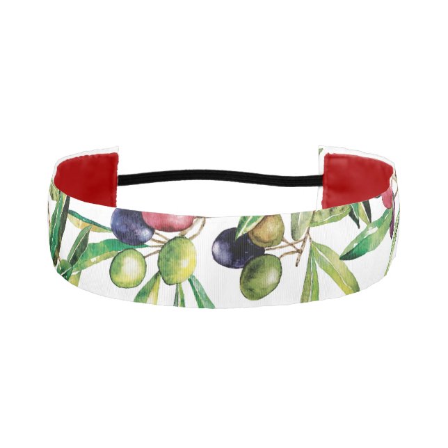 Watercolor Olive Branch Athletic Headband (Front)