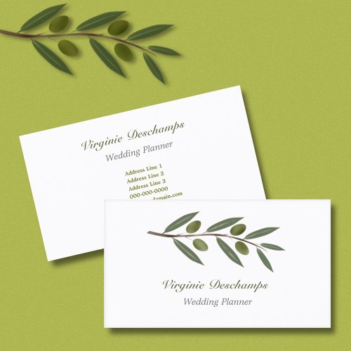 Watercolor Olive Branch Business Card