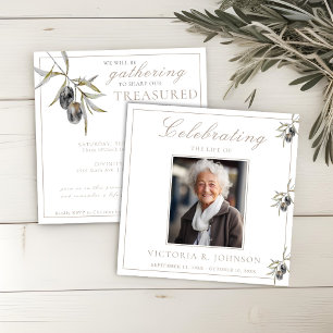 Watercolor Olive Branch Celebration of Life Invitation