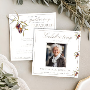 Watercolor Olive Branch Celebration of Life Invitation
