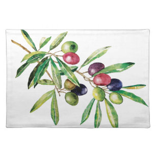 Watercolor Olive Branch Cloth Placemat