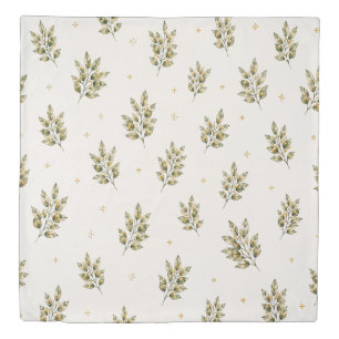 Watercolor Olive Branch Duvet Cover Rustic Botanic