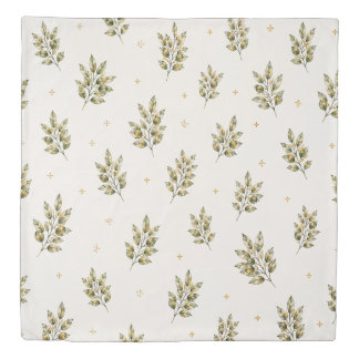 Watercolor Olive Branch Duvet Cover Rustic Botanic