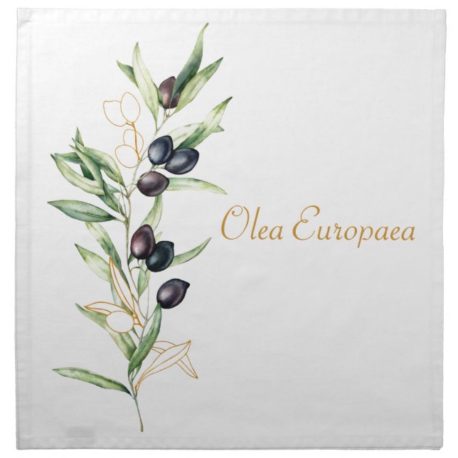 Watercolor Olive Branch Elegant Cloth Napkin (Front)
