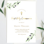 watercolor olive branch | First Communion Invitation<br><div class="desc">First Communion invitation</div>