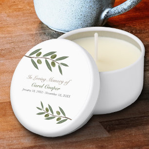 Watercolor Olive Branch Funeral Memorial Mini Candle Favors